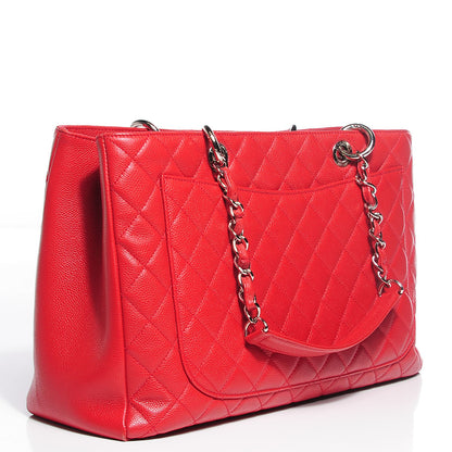 Chanel Caviar Quilted XL Grand Shopping Tote GST Red 3 of 7
