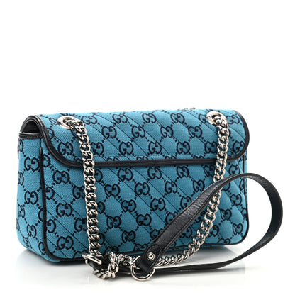 Gucci Monogram Multicolor Matelasse Diagonal Small GG Marmont Shoulder Bag Light Blue 2 of 8