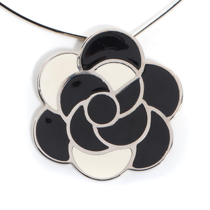 Chanel Enamel Camellia Necklace Black White 3 of 6