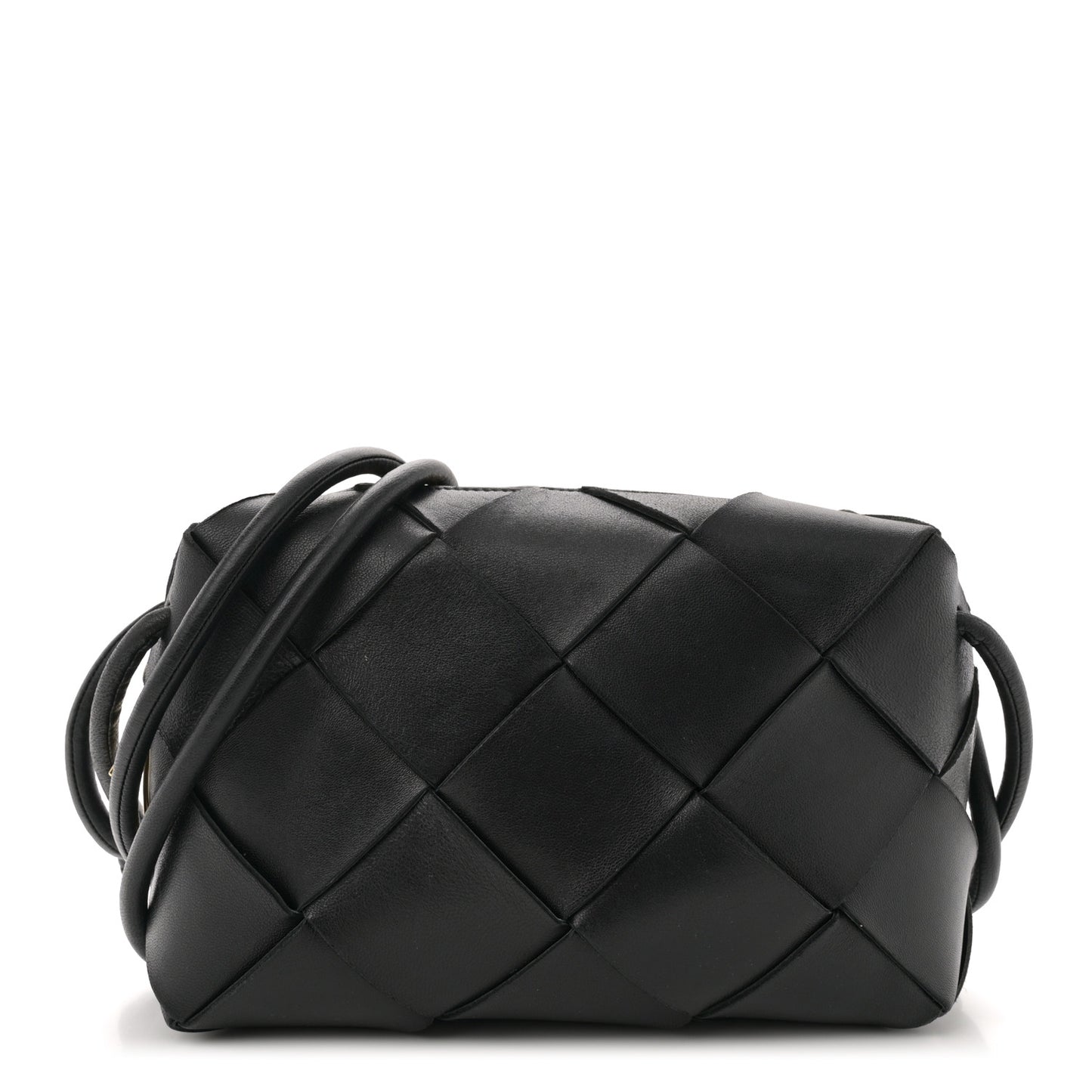 Lambskin Maxi Intrecciato Small Cassette Camera Bag Black