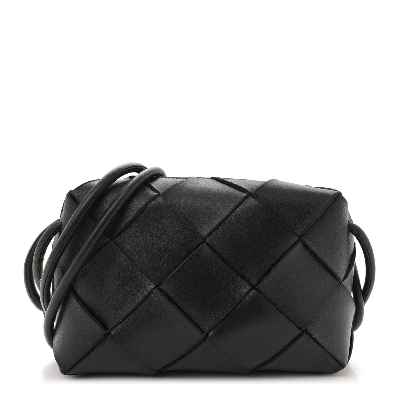 Bottega Veneta Lambskin Maxi Intrecciato Small Cassette Camera Bag Black 1 of 9