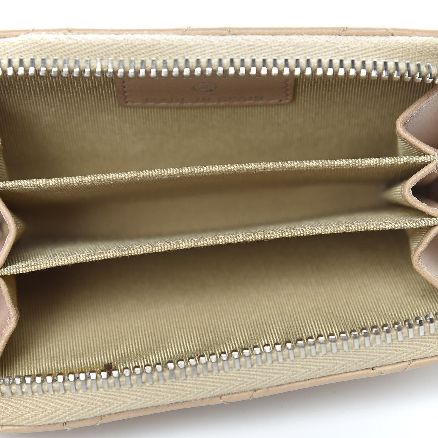 Chanel Lambskin Quilted Zip Coin Purse Wallet Beige 5 of 9