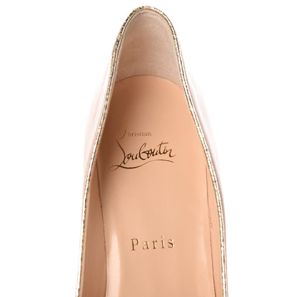 Christian Louboutin Shiny Nappa Suede Specchio Patent Biblio 85 Pumps 36.5 Nude Platine 7 of 10