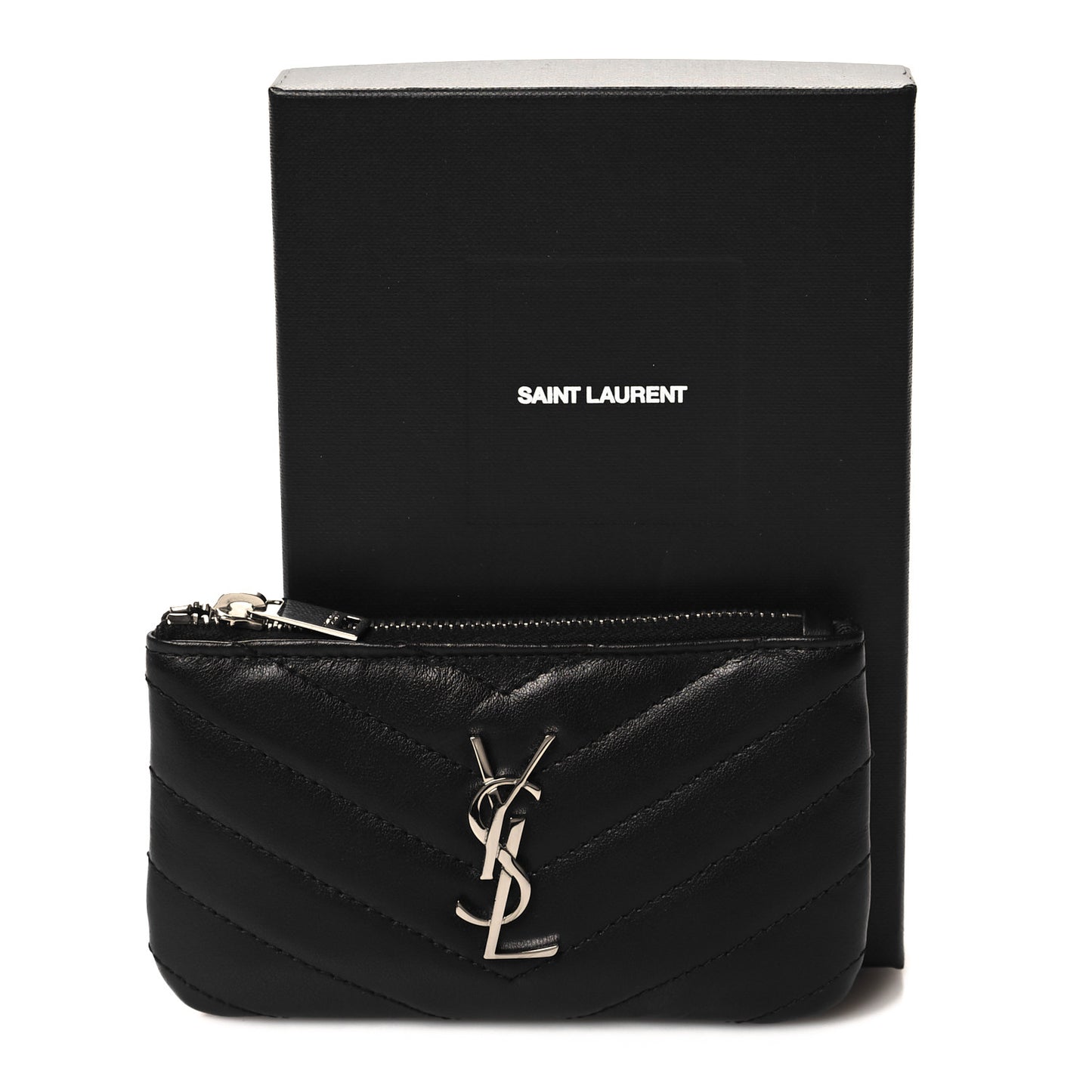 Calfskin Matelasse Monogram Key Pouch Black
