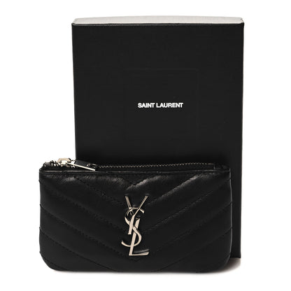 Saint Laurent Calfskin Matelasse Monogram Key Pouch Black 8 of 8