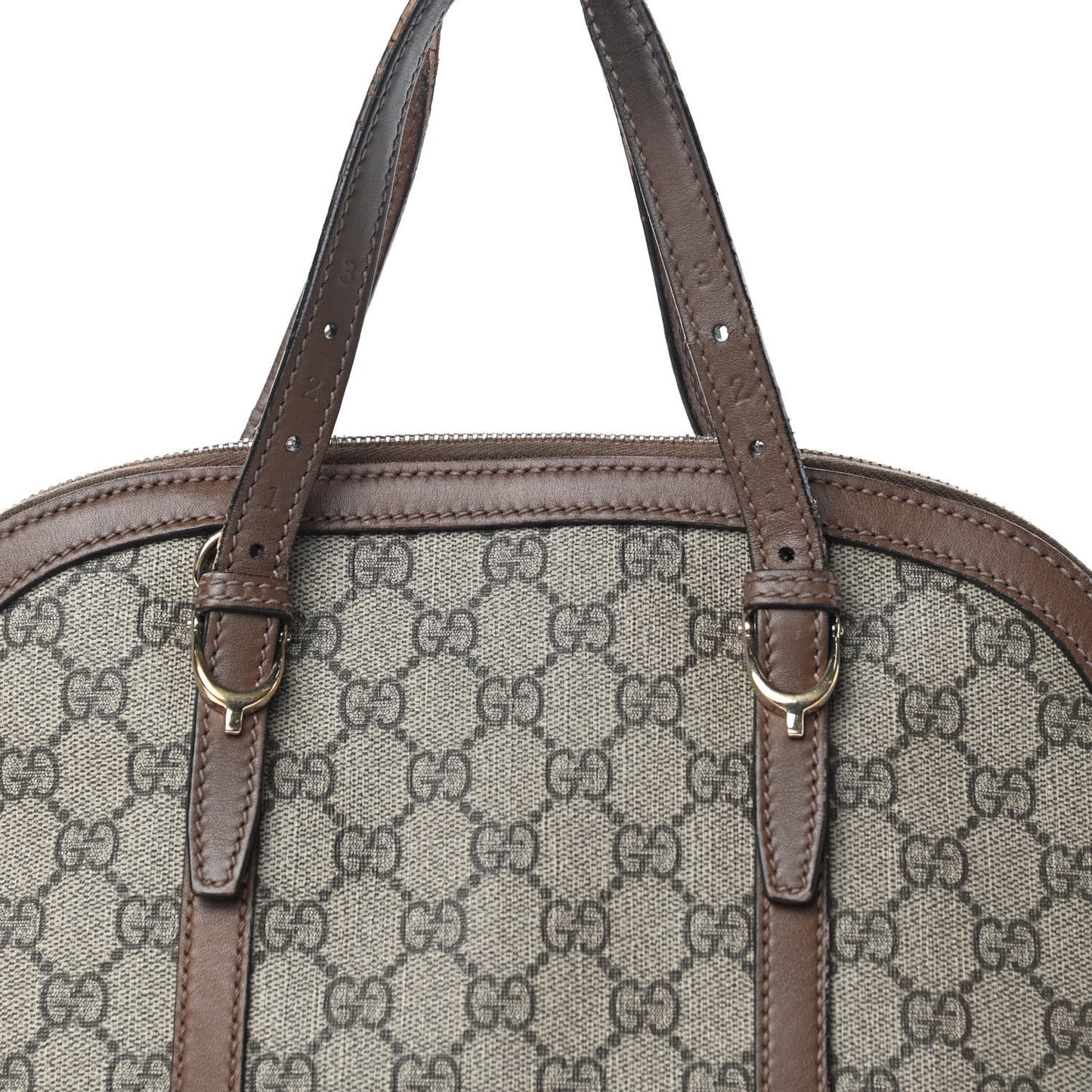 GG Supreme Monogram Margaux Calfskin Small Nice Top Handle Dome Bag Beige Ebony Acero