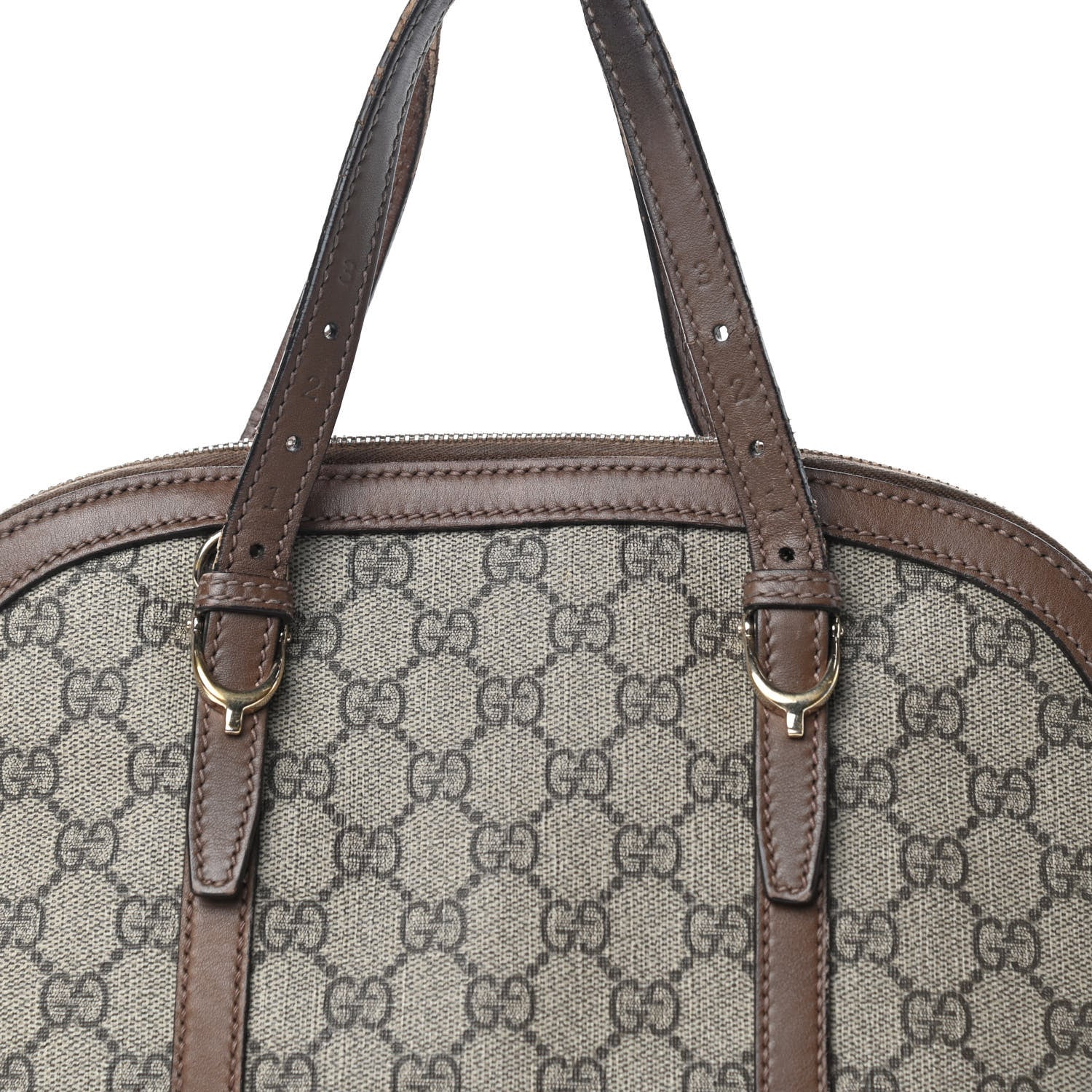 Gucci GG Supreme Monogram Margaux Calfskin Small Nice Top Handle Dome Bag Beige Ebony Acero 11 of 11