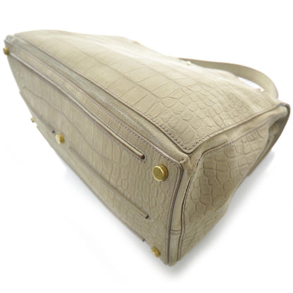 Saint Laurent Suede Crocodile Embossed Large Muse Two Beige 5 of 11