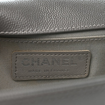 Chanel Metallic Caviar Quilted Medium Boy Flap Silver 6 of 14