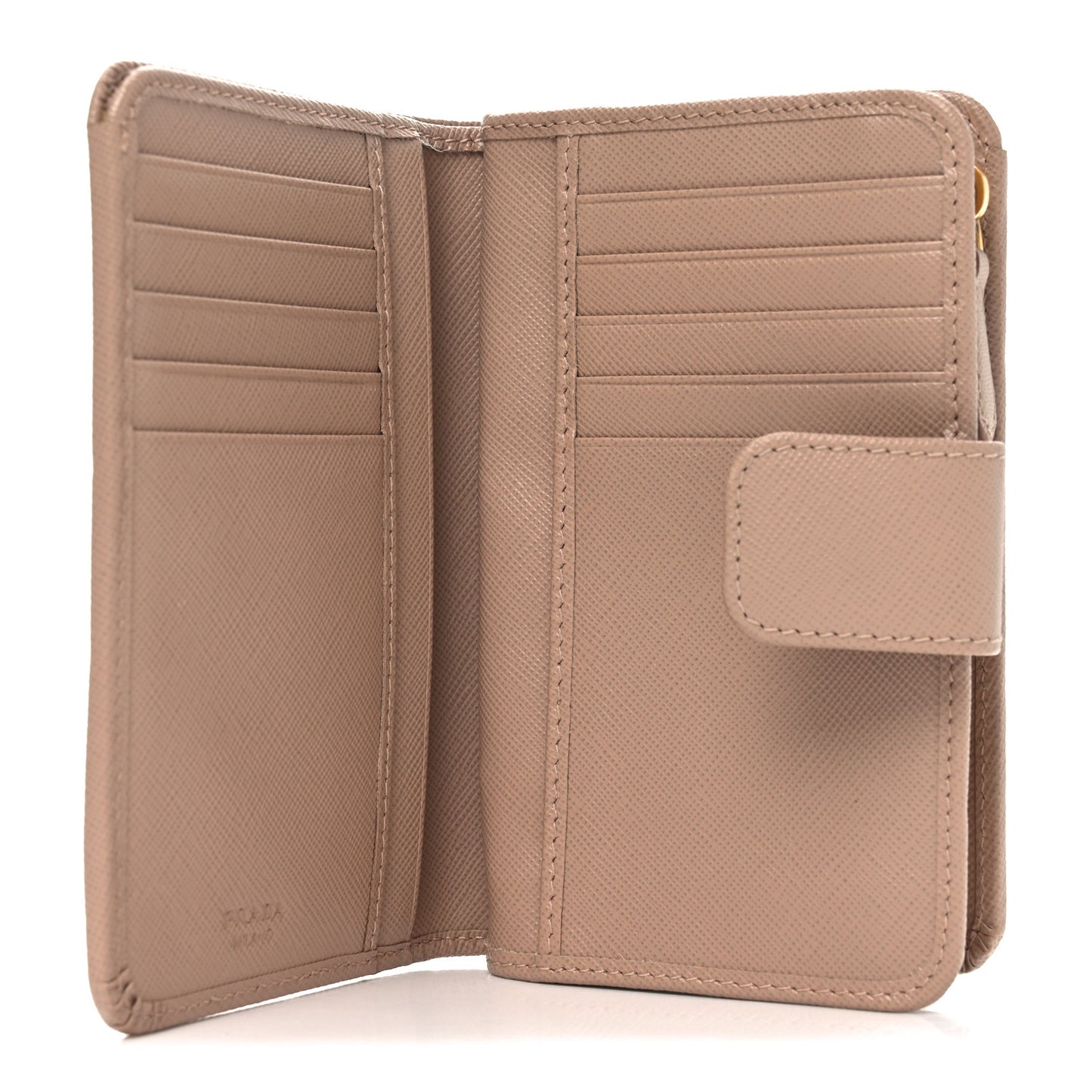 Saffiano Metal Compact Zip Around Wallet Cammeo