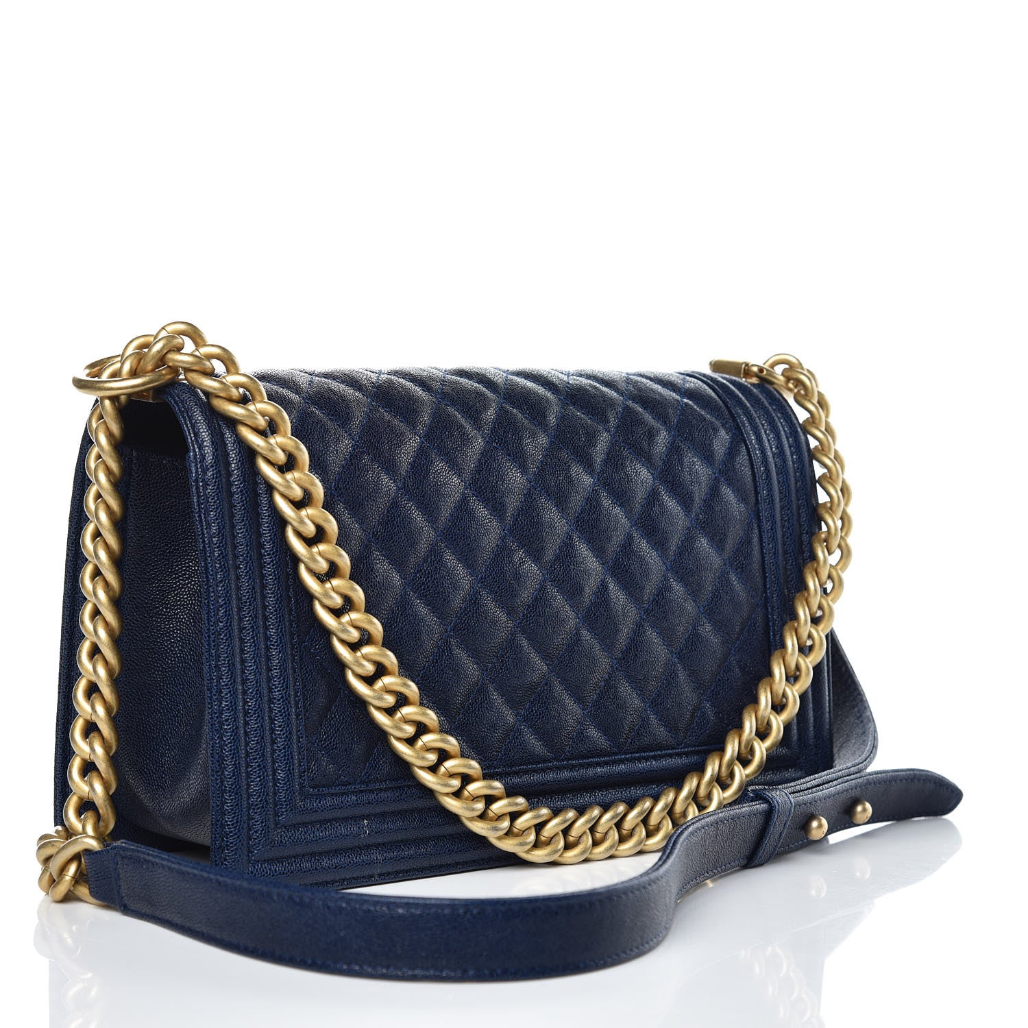 Chanel Caviar Quilted Medium Boy Flap Dark Blue 3 of 10