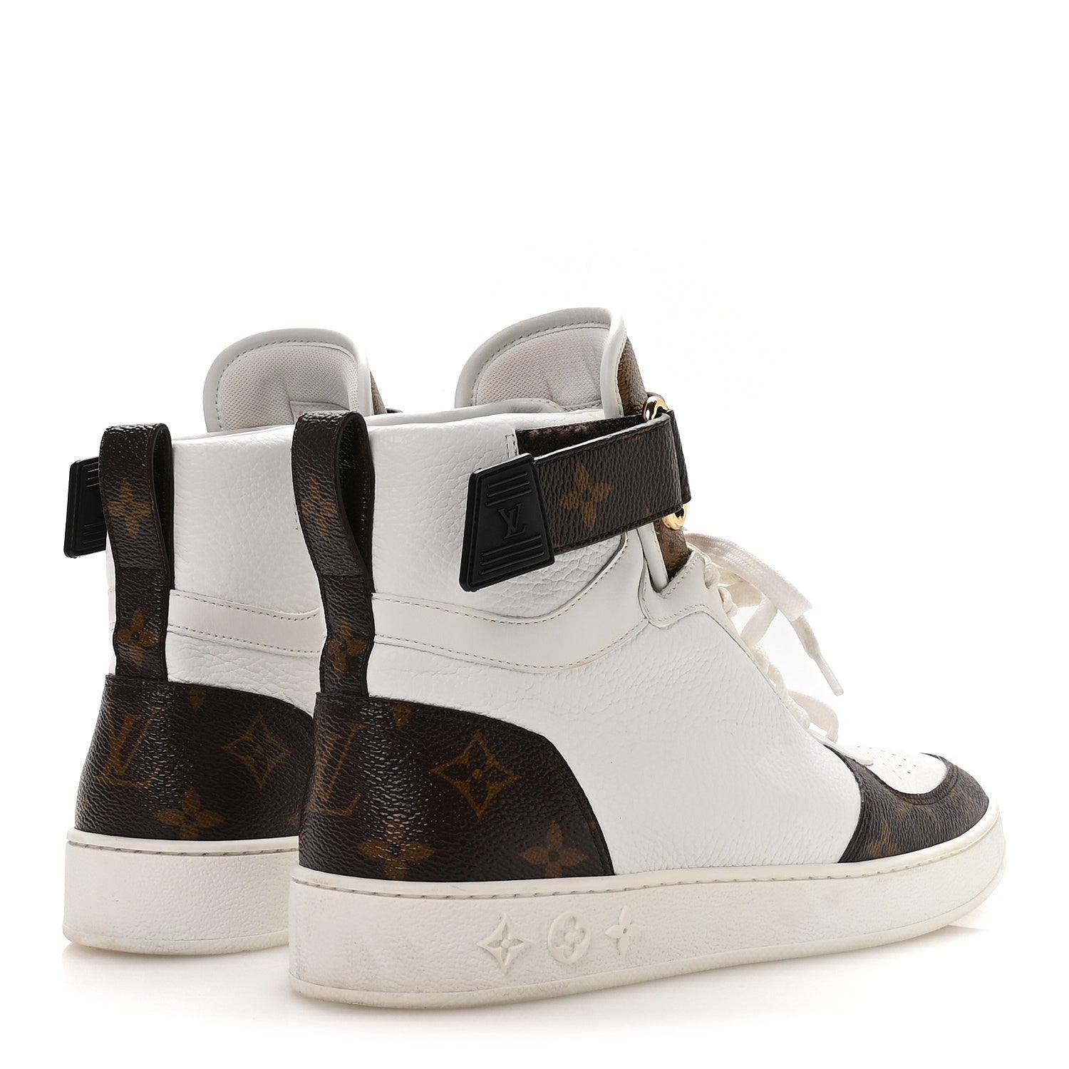 Louis Vuitton Grained Calfskin Monogram Boombox Sneaker Boots 39 White 5 of 8