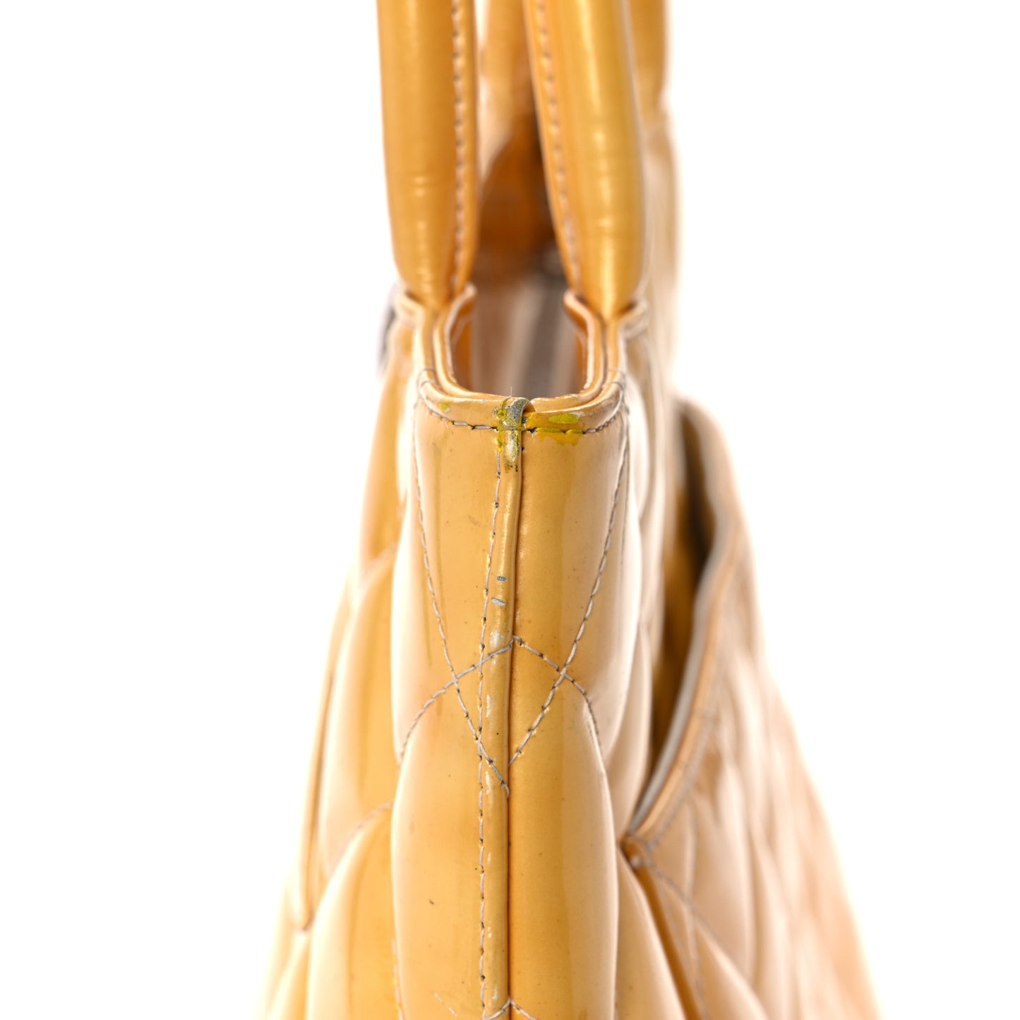 Patent Quilted Medallion Tote Yellow