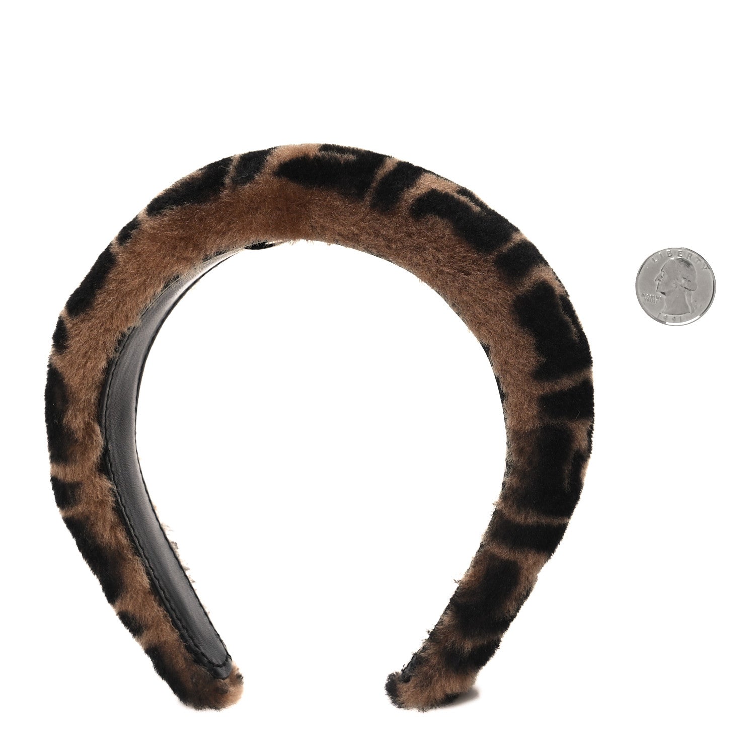 Fendi Shearling FF Logo Headband Tobacco 2 of 5