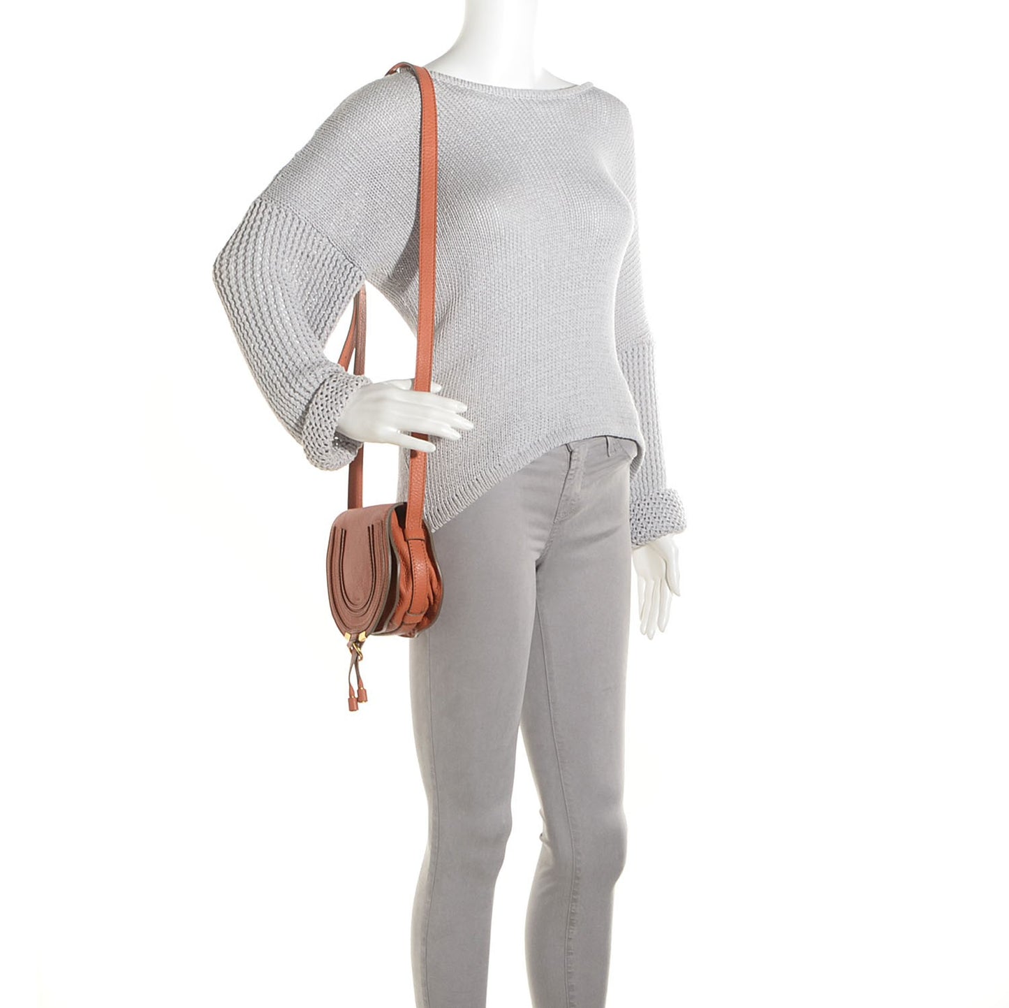Calfskin Mini Marcie Round Crossbody Bag Tan