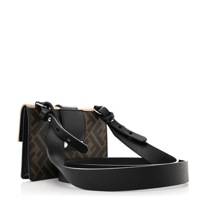 Fendi Glazed Fabric Cotton Vitello King Aura FF 1974 Baguette Belt Pouch Tobacco Moro Sand Black 3 of 10
