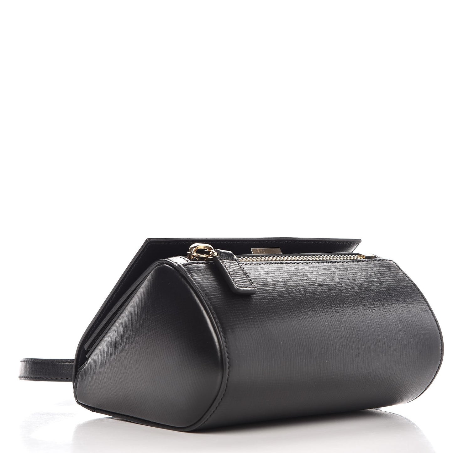 Textured Calfskin Mini Pandora Box Crossbody Bag Black