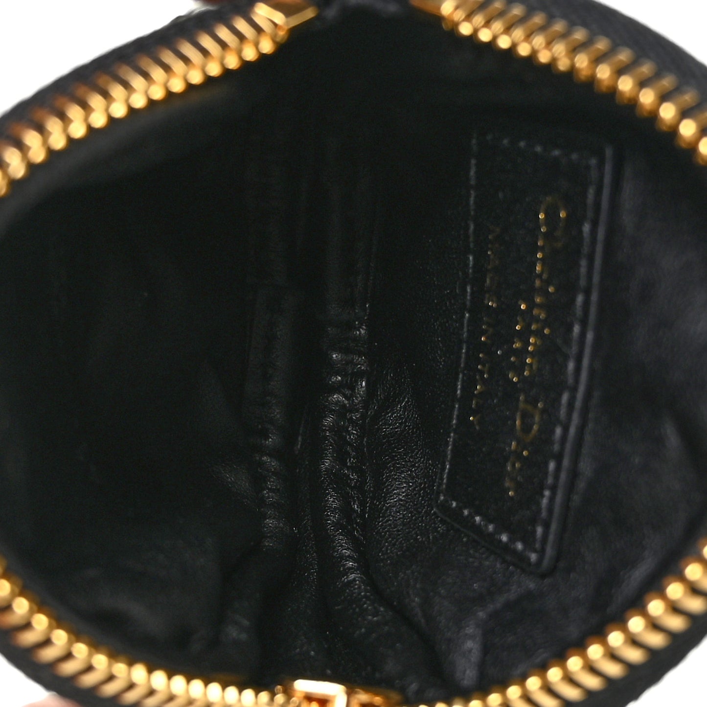 Supple Calfskin Cannage Round Detachable Caro Coin Purse Black