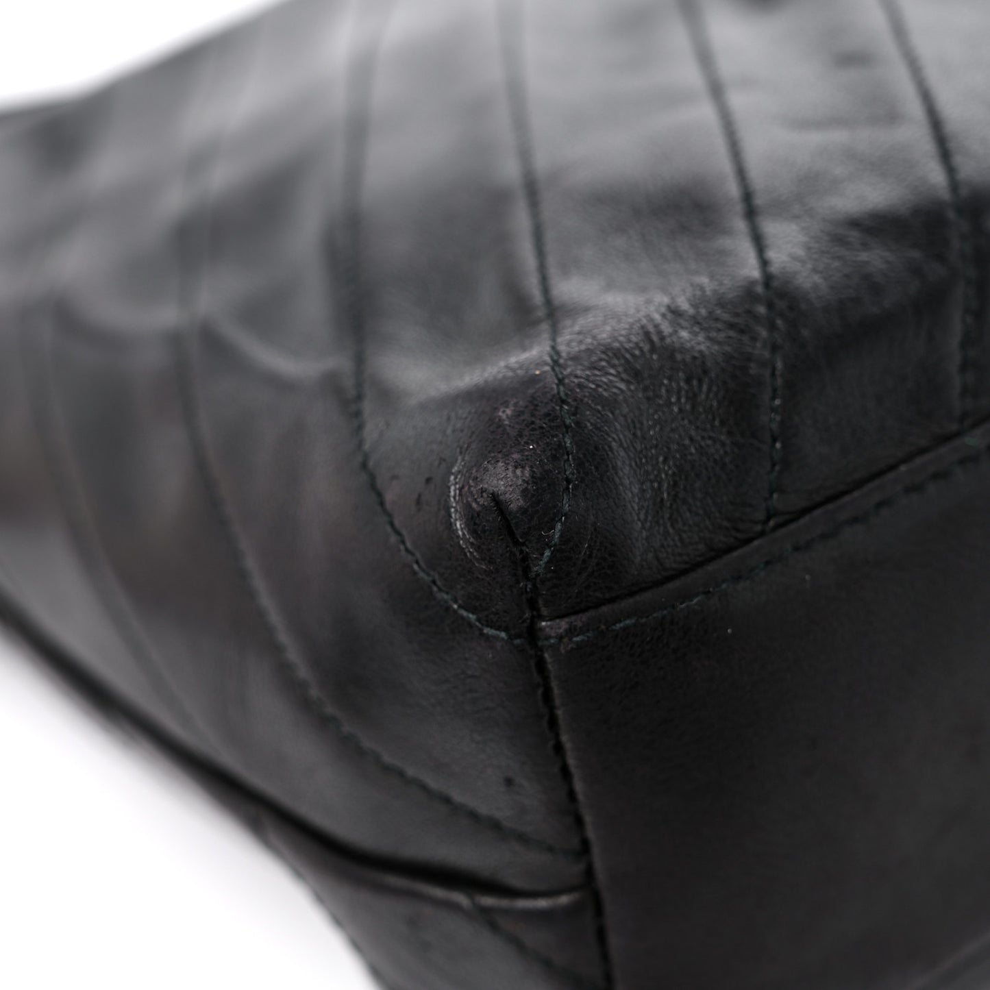 Lambskin Chevron Quilted Flap Shoulder Bag Black