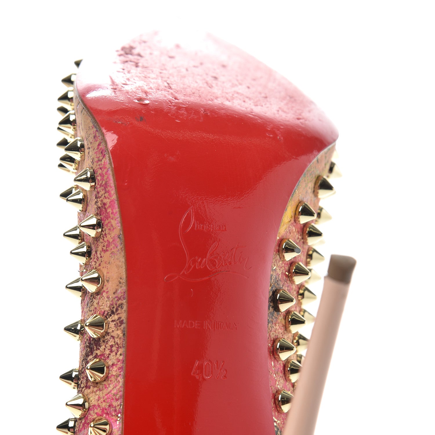 Christian Louboutin Cork Patent Bloom Print Follies Spikes 100 Pumps 40.5 Version Multicolor 9 of 10