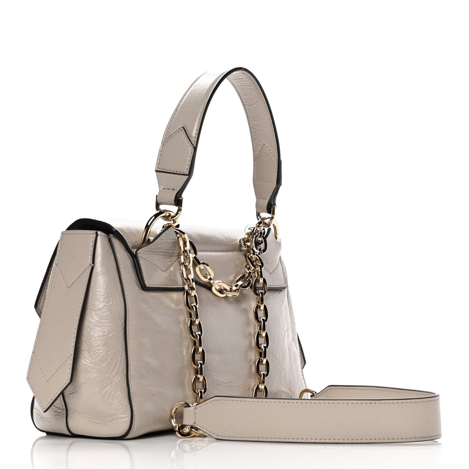 Givenchy Creased Patent Calfskin Small ID Flap Dune 3 of 10