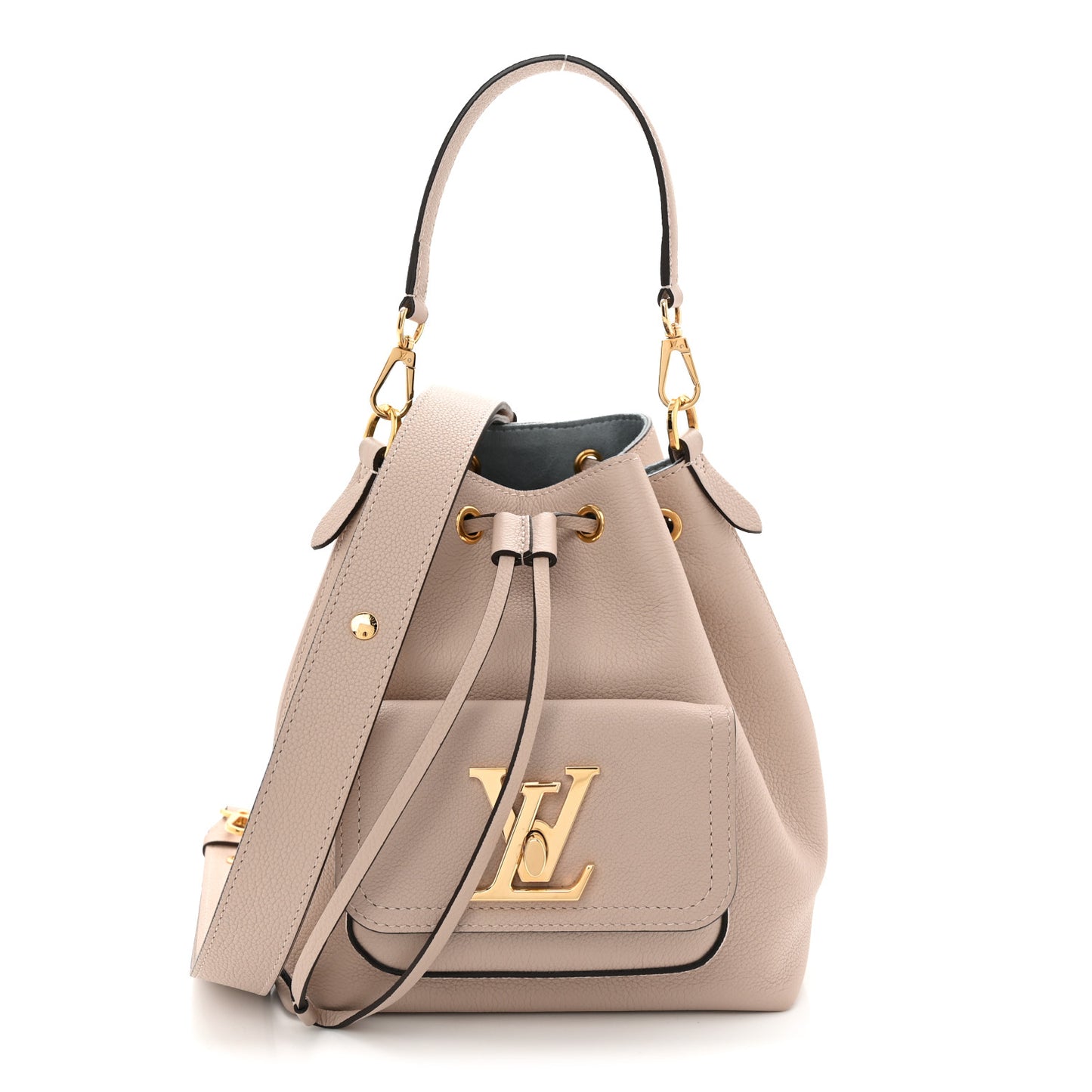 Calfskin Lockme Bucket MM Greige