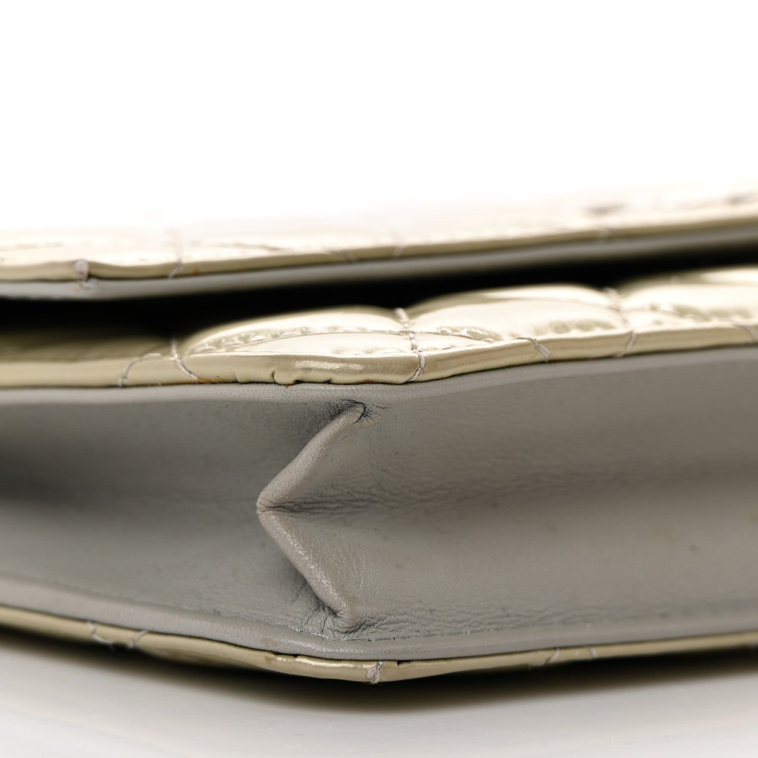 Chanel Patent Quilted Brilliant Wallet On Chain WOC Silver 10 of 14