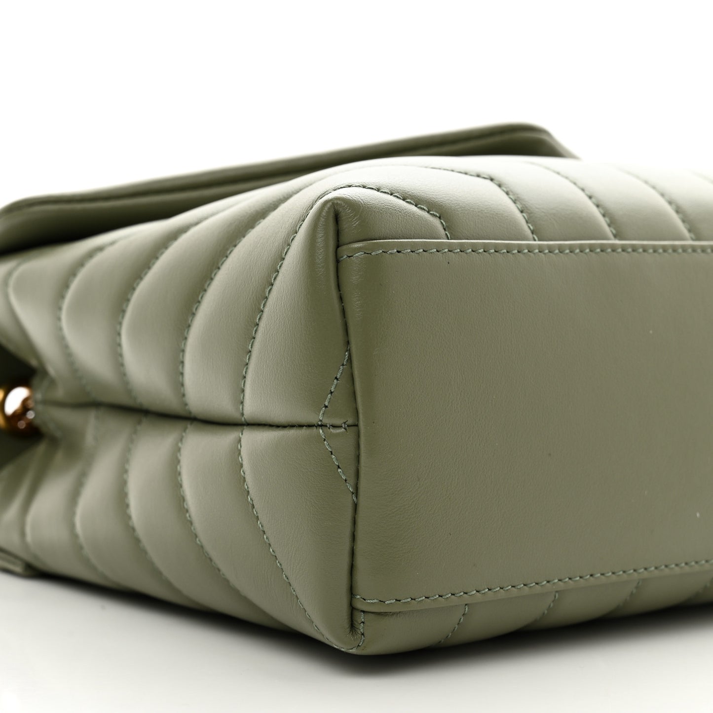 Calfskin Y Quilted Monogram Small Loulou Chain Satchel Light Sage