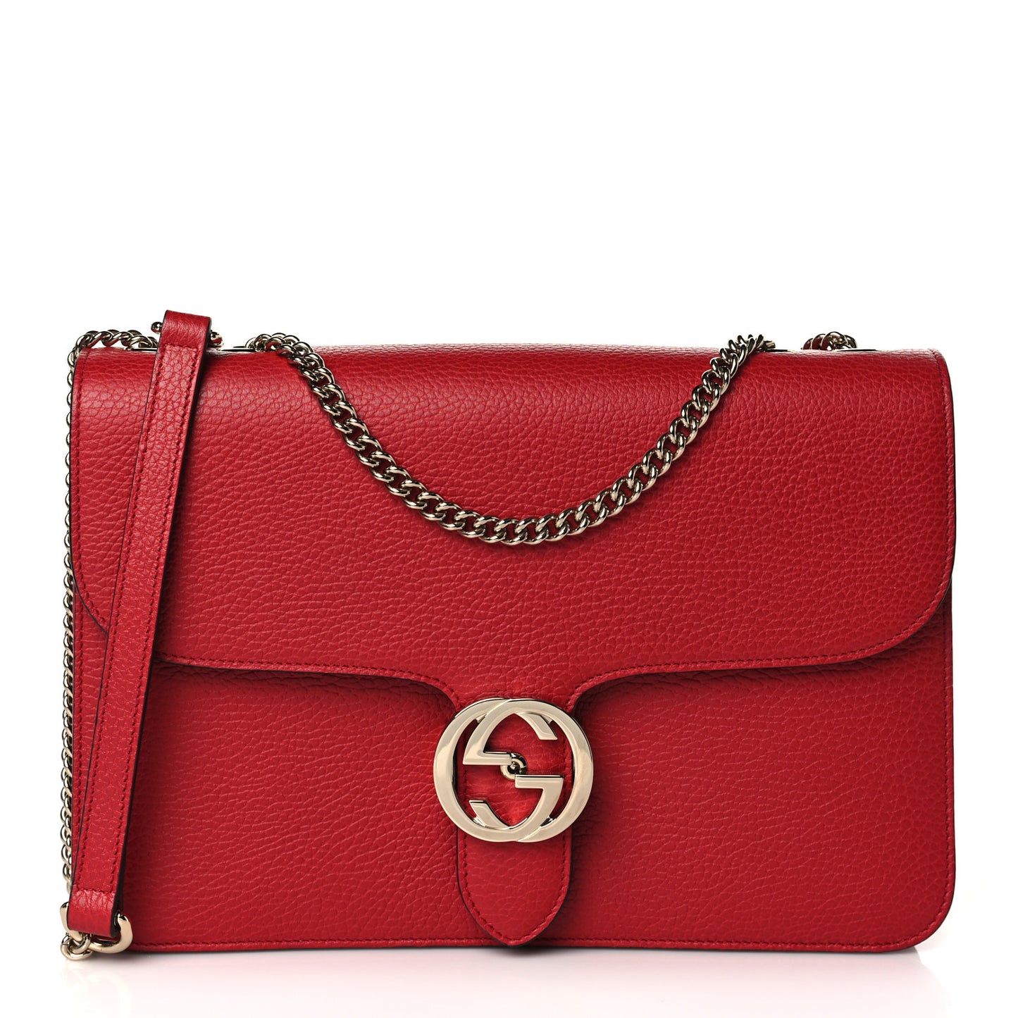 Dollar Calfskin Interlocking G Shoulder Bag Red