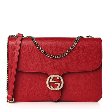Gucci Dollar Calfskin Interlocking G Shoulder Bag Red 1 of 9