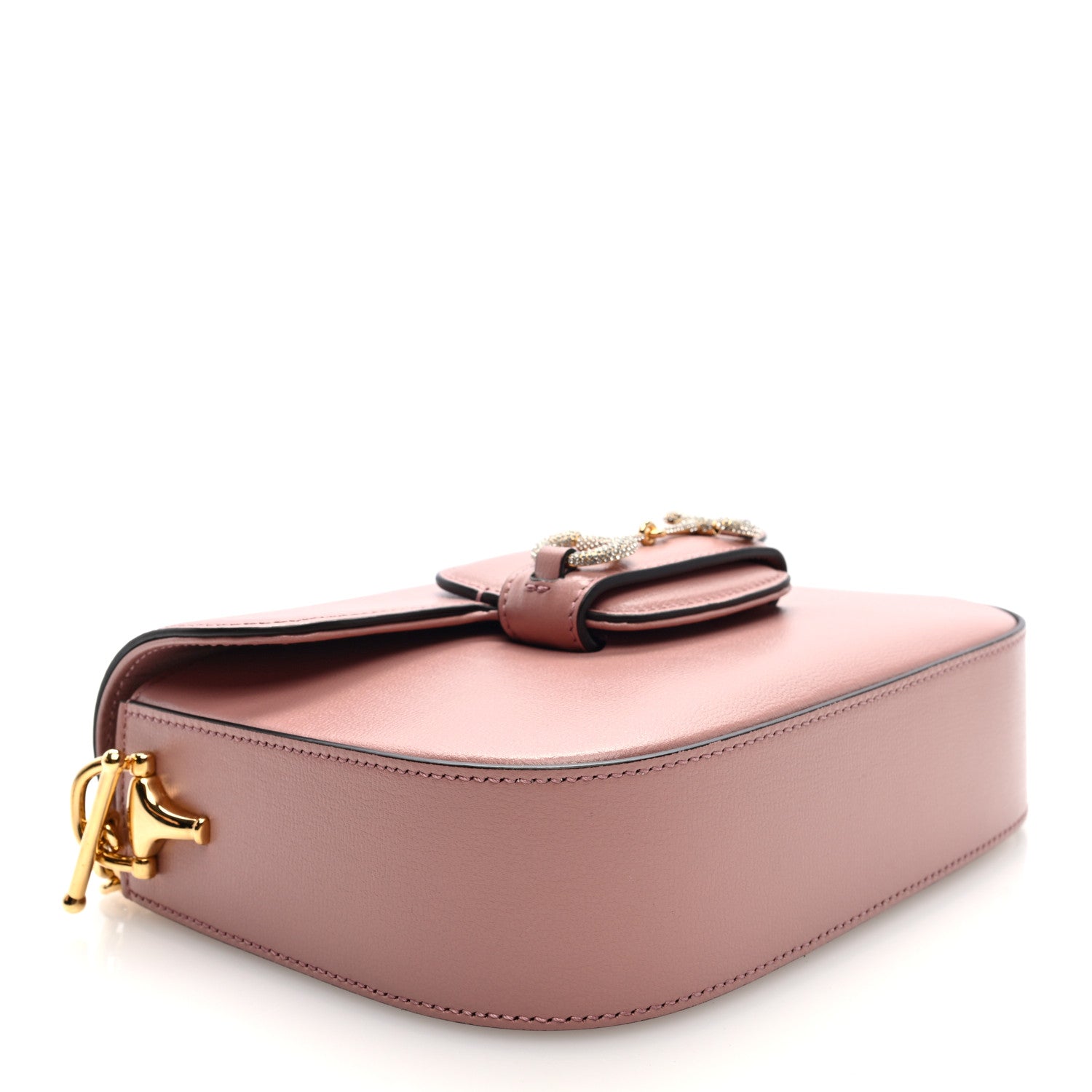Gucci Azalea Calfskin Crystal GG Monogram Mini Horsebit 1955 Shoulder Bag Pink 4 of 10