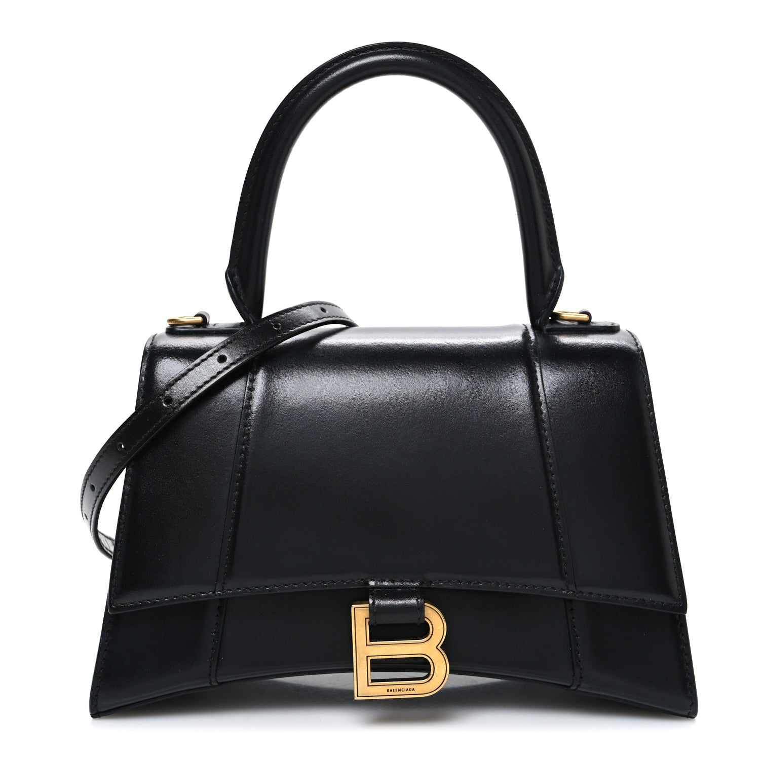 Balenciaga Shiny Box Calfskin Small Hourglass Top Handle Bag Black 1 of 10