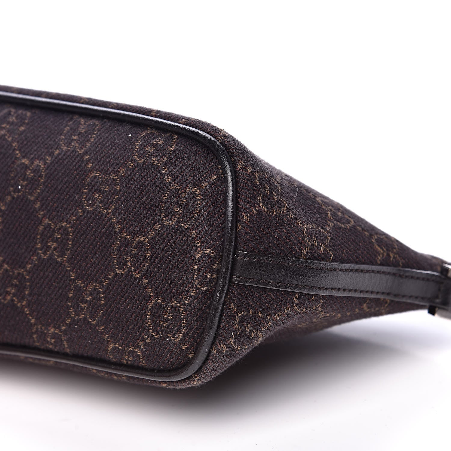 Gucci Denim Monogram Boat Pochette Dark Brown 9 of 12