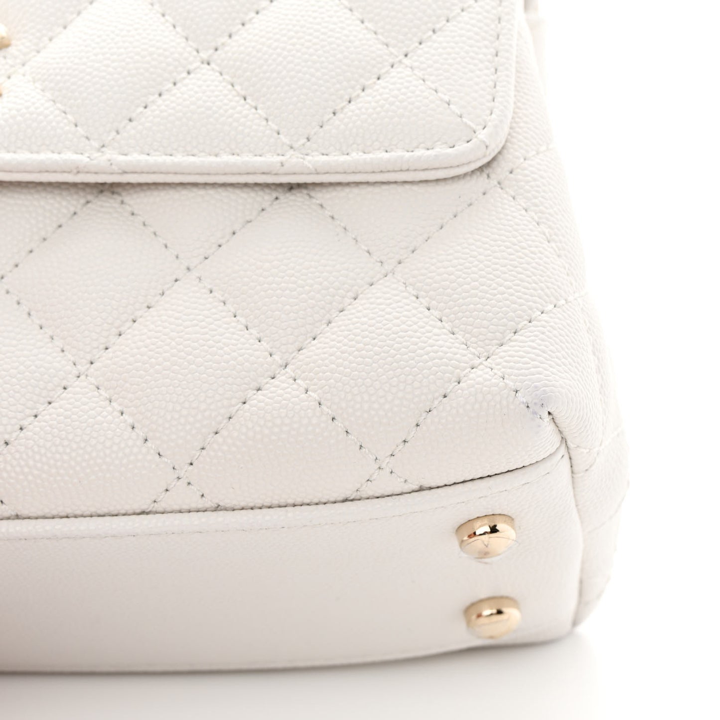Caviar Quilted Mini Coco Handle Flap White