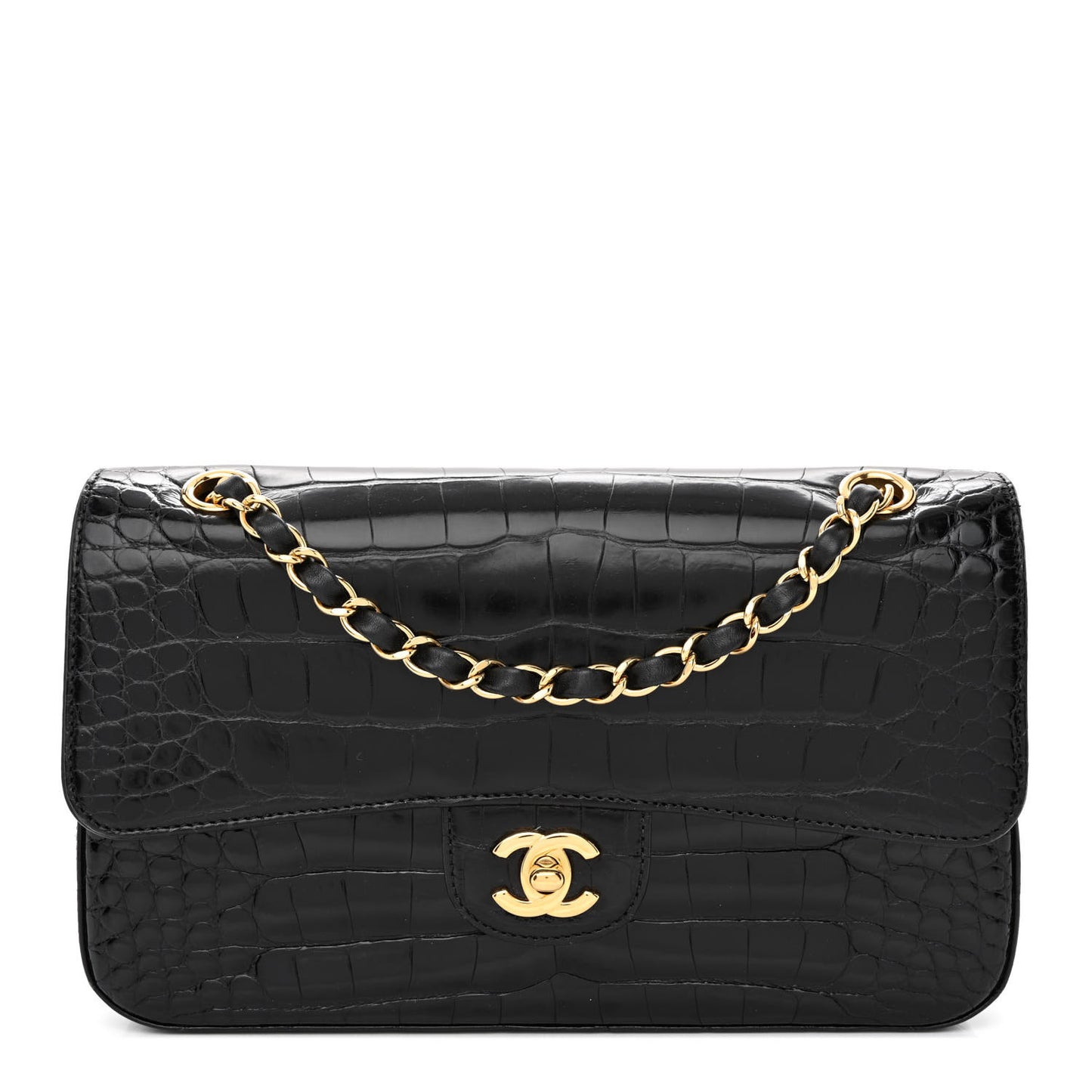 Alligator Medium Double Flap Black