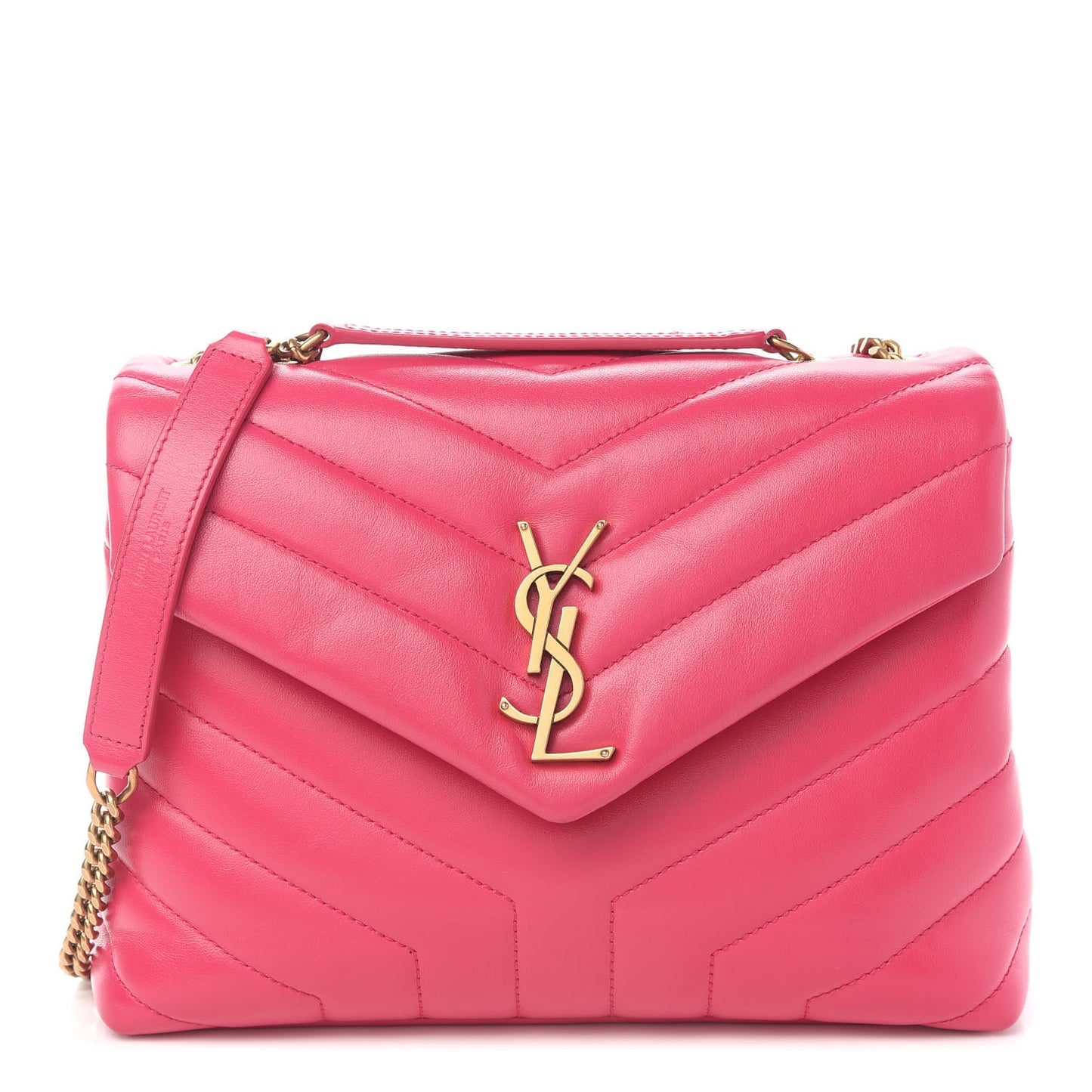 Calfskin Y Quilted Monogram Small Loulou Chain Satchel Fresh Fuchsia
