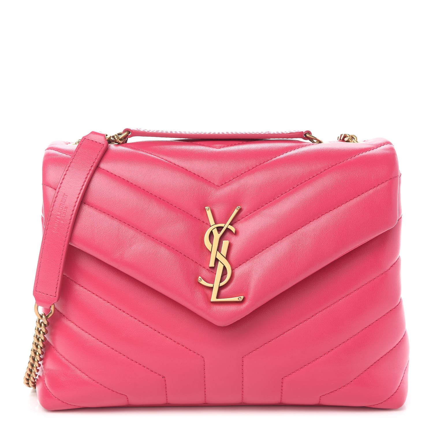 Saint Laurent Calfskin Y Quilted Monogram Small Loulou Chain Satchel Fresh Fuchsia 1 of 9