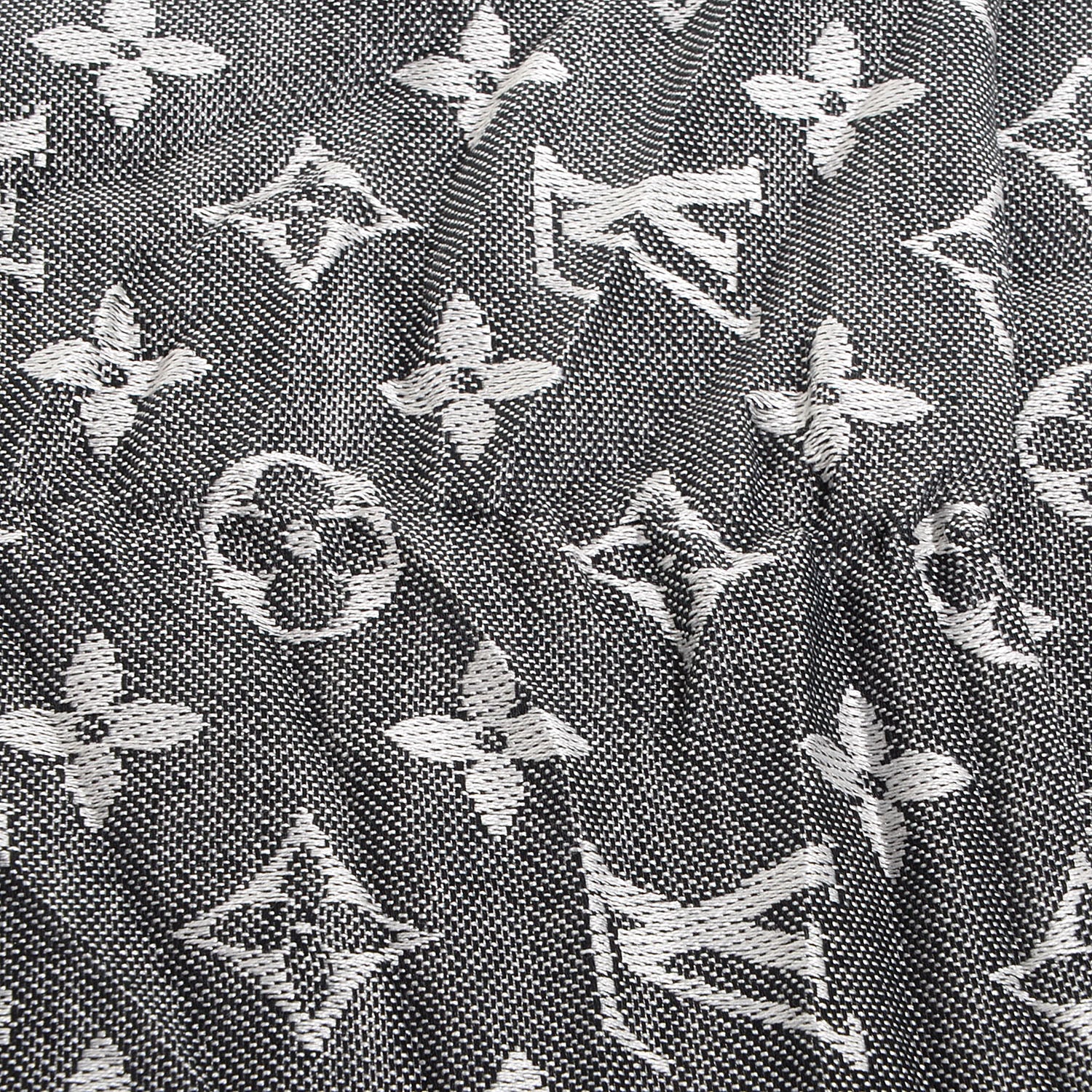 Louis Vuitton Silk Wool Monogram Denim Shawl Black 5 of 6