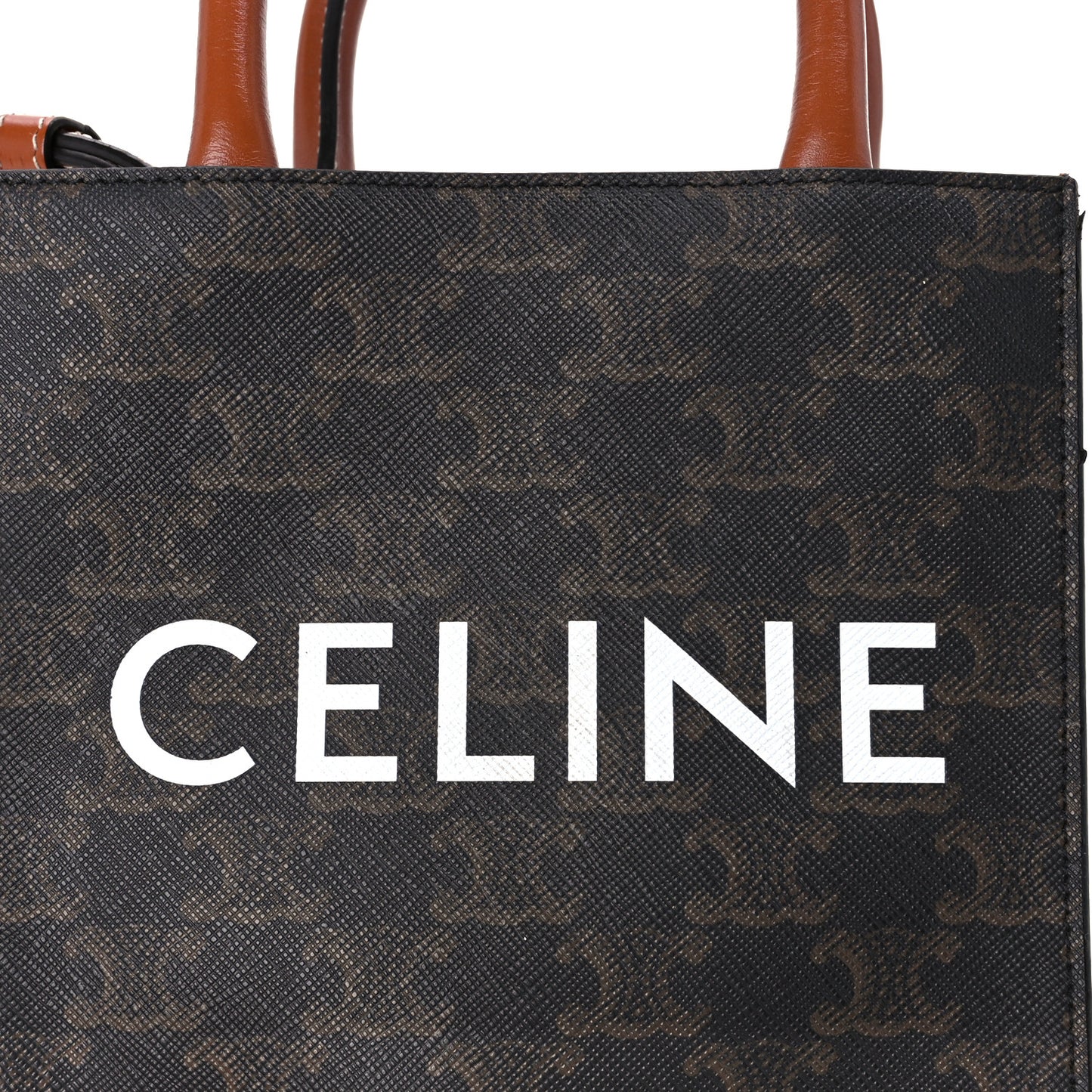 Triomphe Canvas Calfskin Mini Vertical Cabas Tan