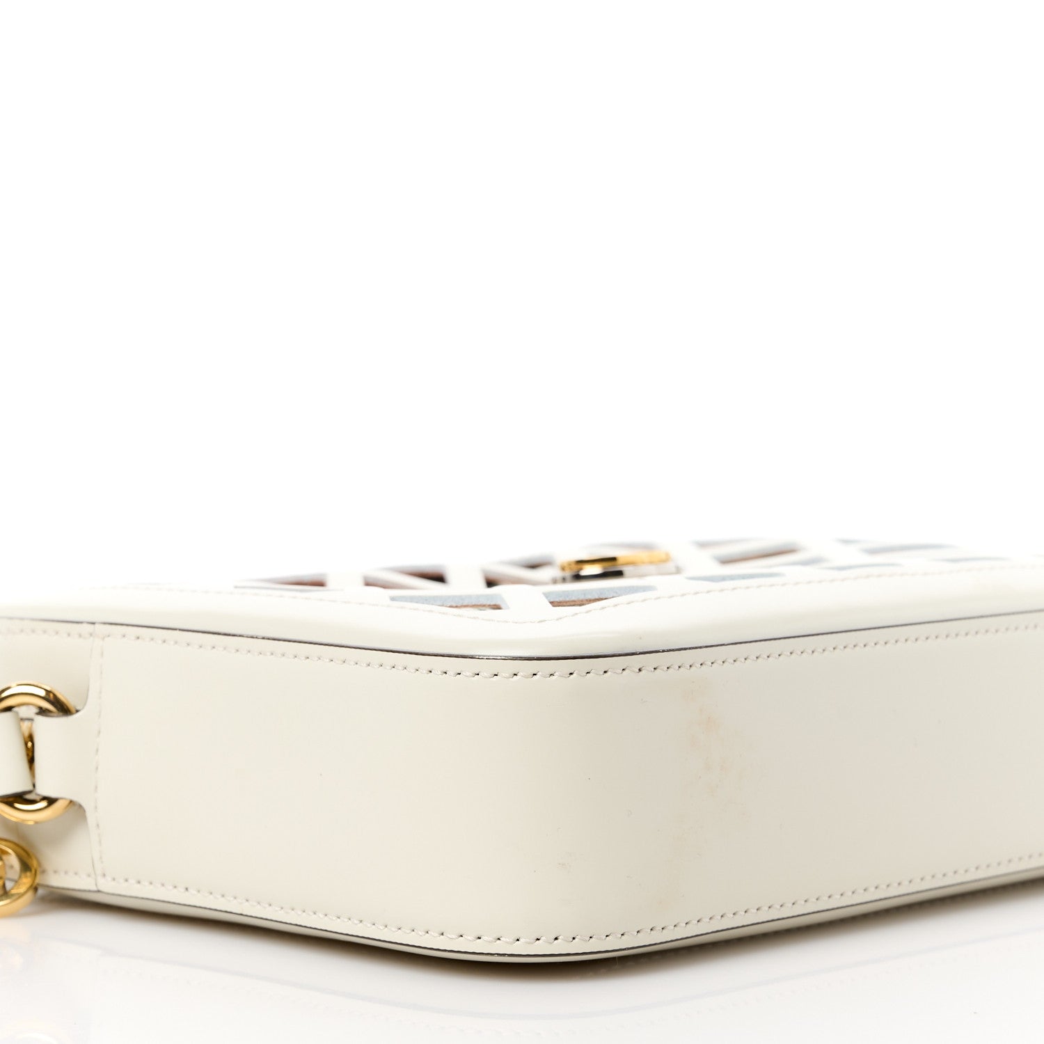 Gucci Canvas Calfskin Flora Infinity Cutout Shoulder Bag White Multicolor 9 of 11
