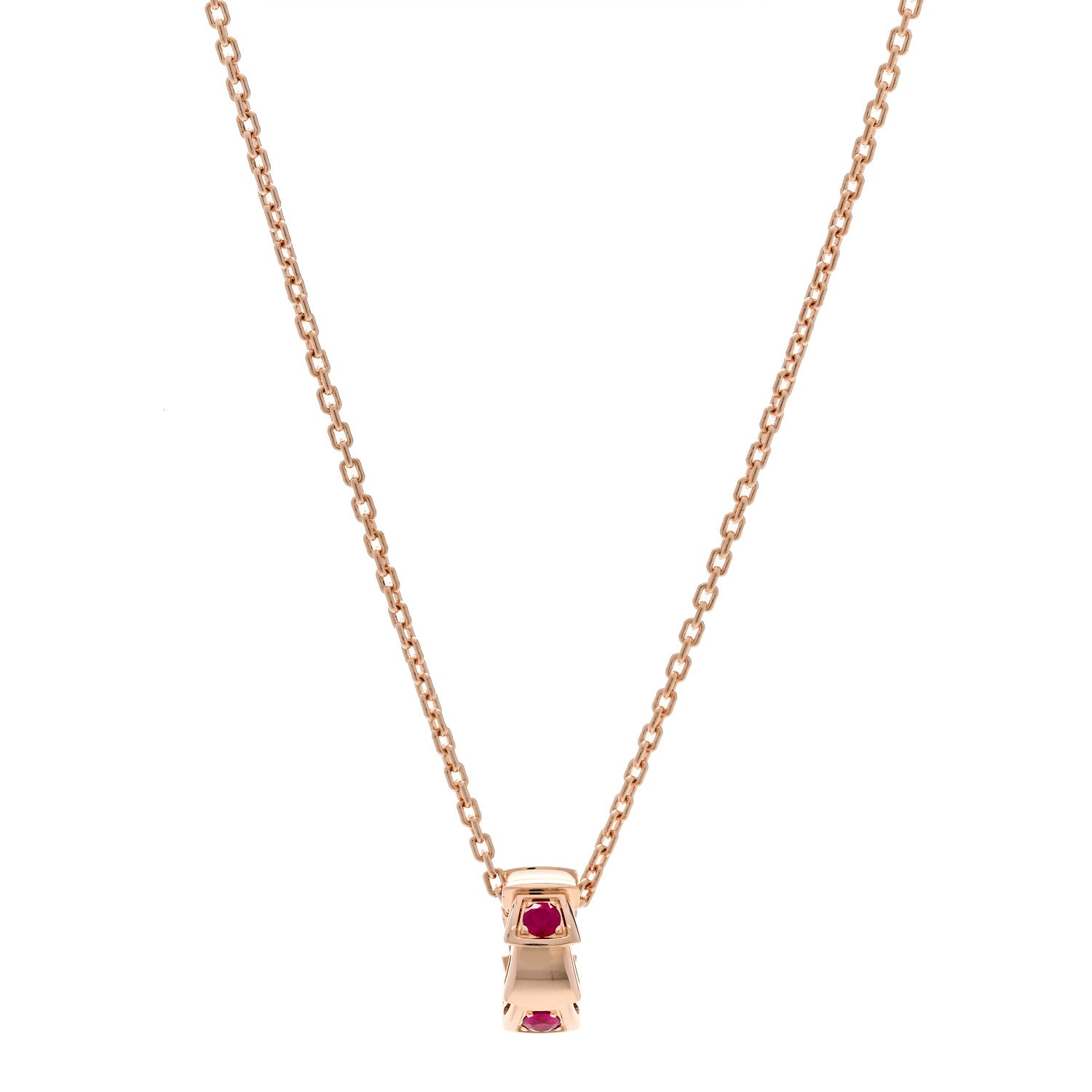 Bulgari 18K Rose Gold Ruby Serpenti Viper Pendant Necklace 1 of 7
