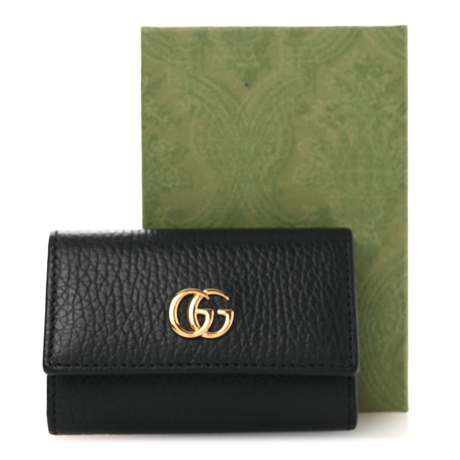 Gucci Pebbled Calfskin GG Marmont 6 Key Holder Black 8 of 8