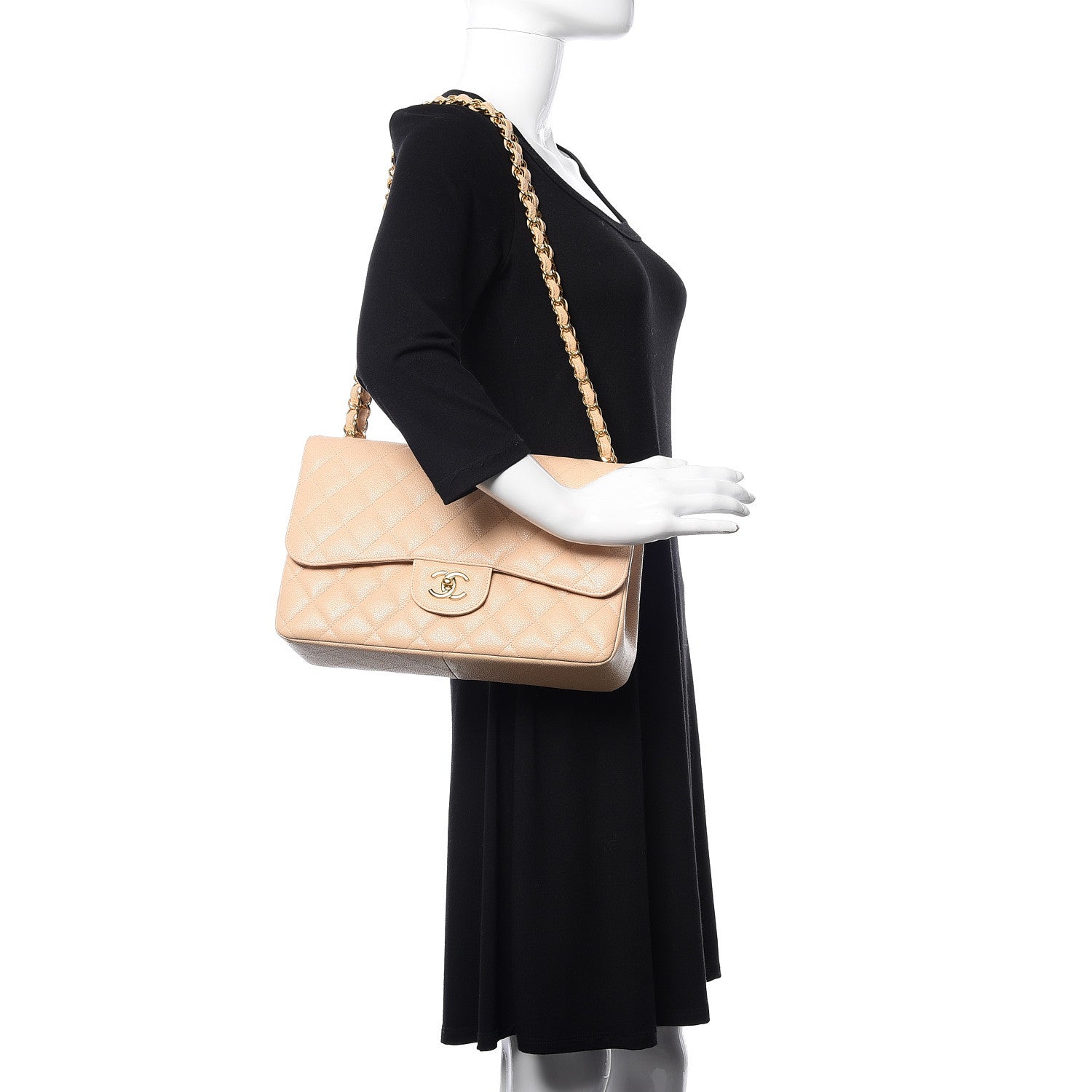 Chanel Caviar Quilted Jumbo Double Flap Beige Clair 2 of 14