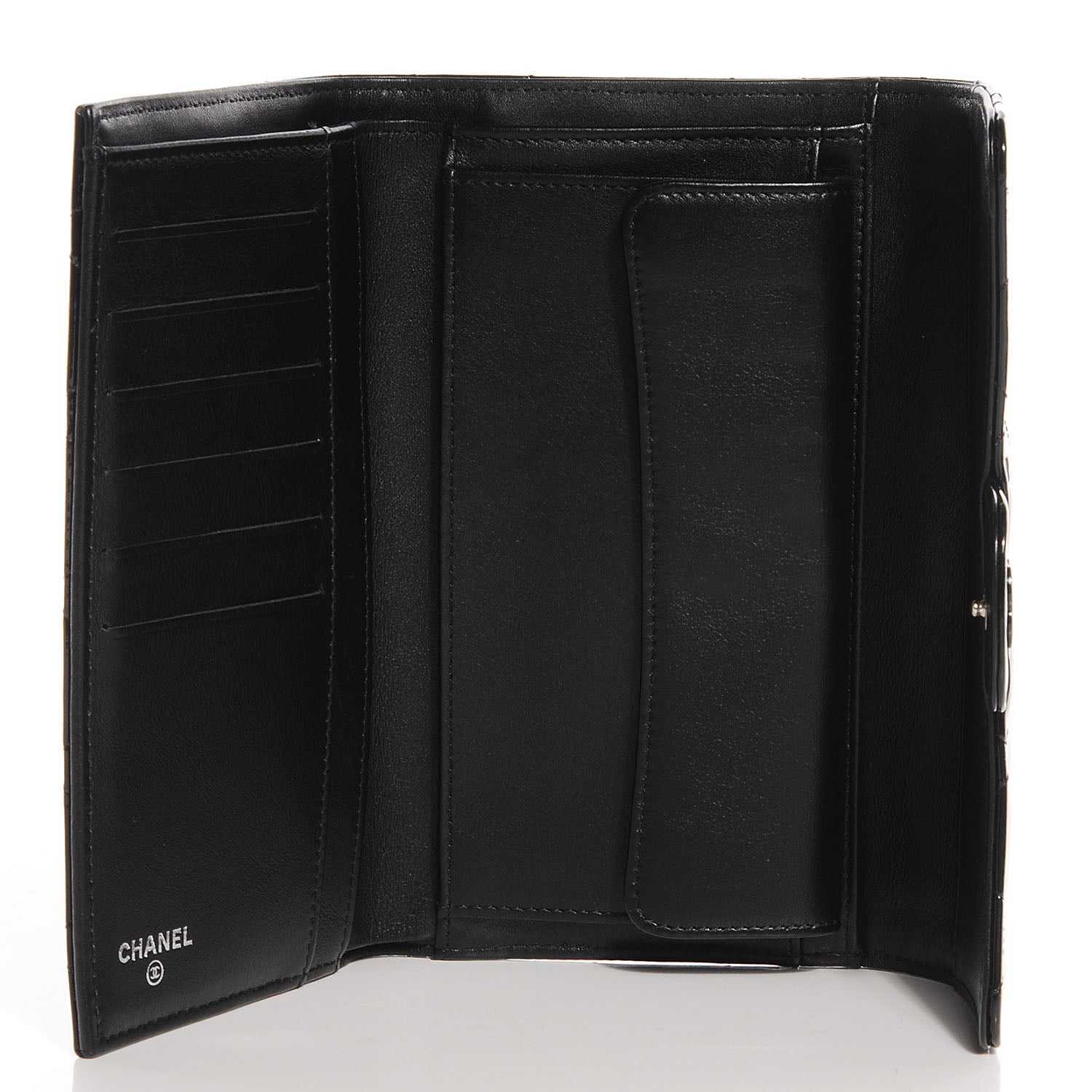 Chanel Patent Quilted Large Flap Wallet Black 5 of 8