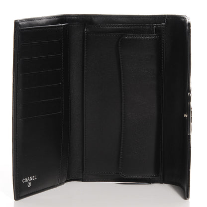 Chanel Patent Quilted Large Flap Wallet Black 5 of 8
