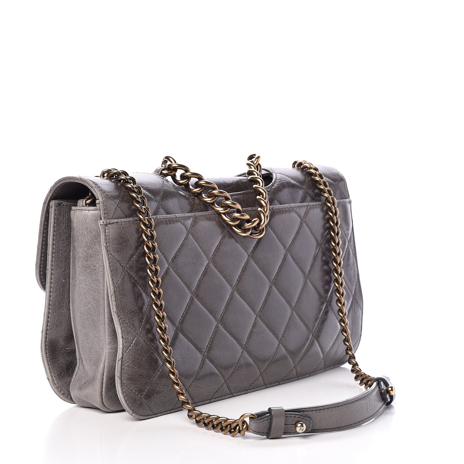 Chanel Glazed Calfskin Quilted Large Perfect Edge Flap Grey 3 of 17