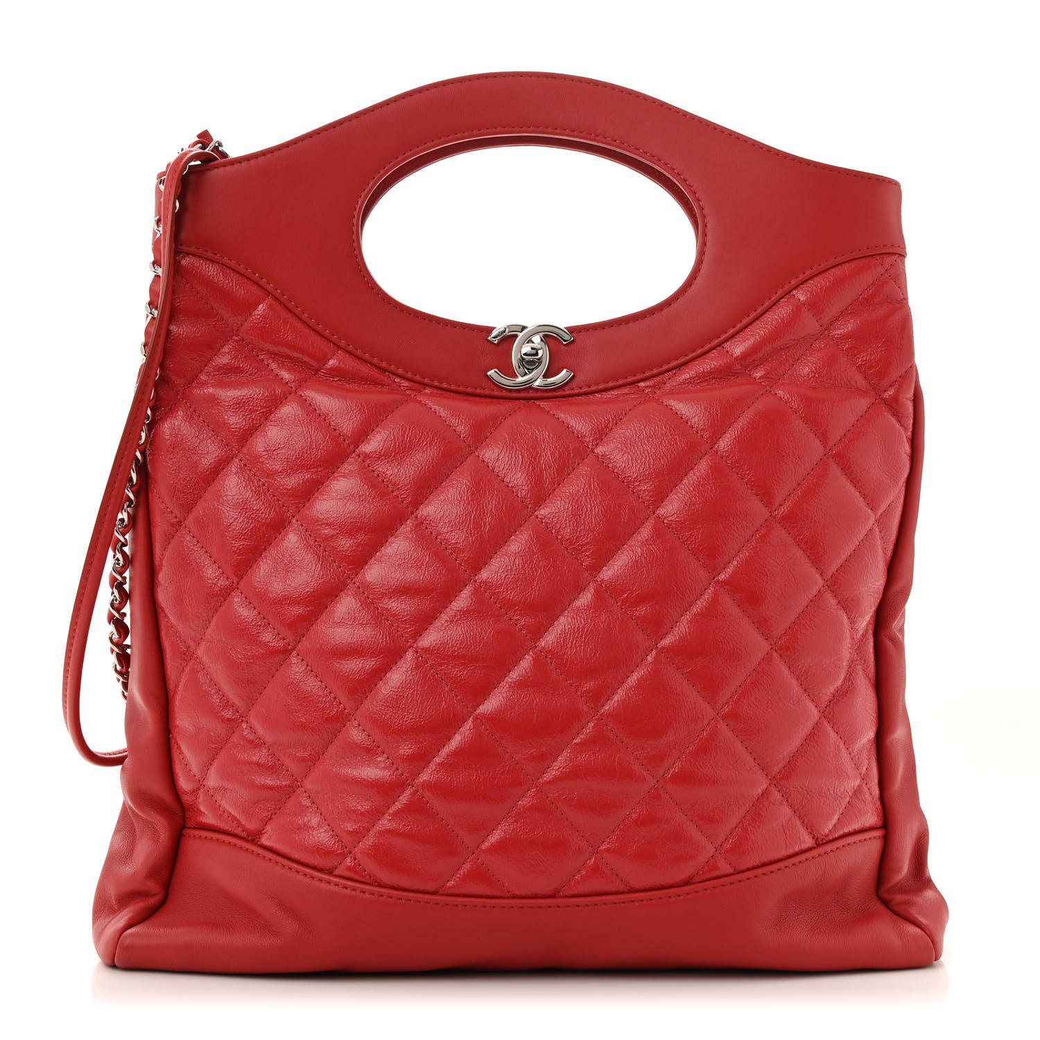 Chanel Shiny Crumpled Calfskin Quilted 31 Shopping Bag Red 1 of 13
