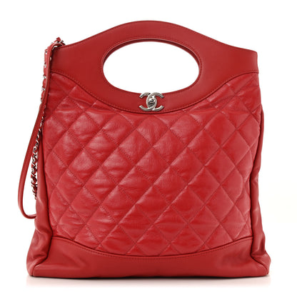 Chanel Shiny Crumpled Calfskin Quilted 31 Shopping Bag Red 1 of 13