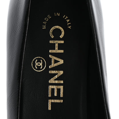 Chanel Lambskin Patent Calfskin Cap Toe CC Pumps 34 Black 7 of 11