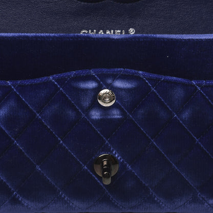 Chanel Velvet Quilted Medium Double Flap Navy Blue 12 of 13